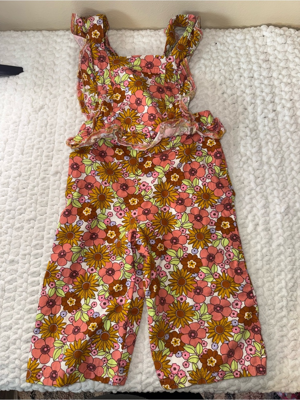 Kids Floral Pink and Yellow One-Piece Romper
